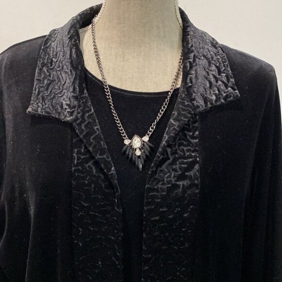 Picadilly Black Velvet Top & Cardigan Size M - Picture 3 of 16